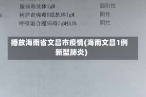 播放海南省文昌市疫情(海南文昌1例新型肺炎)